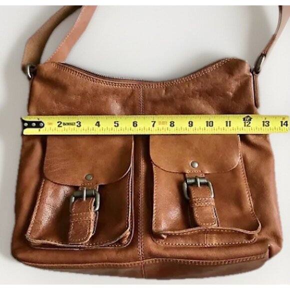 Spikes and Sparrow brown soft pebbled leather shoulder/ crossbody purse Boho bag - Picture 6 of 8